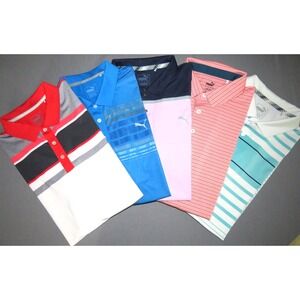 Lot of 5~ PUMA Short‎ Sleeved Striped Stretch Poo Golf Shirts Men's XL